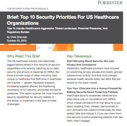 Screen Shot 2016 06 08 at 7.35.19 PM - Top 10 Security Priorities for US Healthcare Organizations