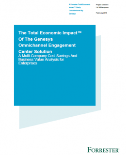 TEI Forrester Cover 260x320 - Forrester TEI Study: The Total Economic Impact™ of the Genesys Omnichannel Engagement Center Solution