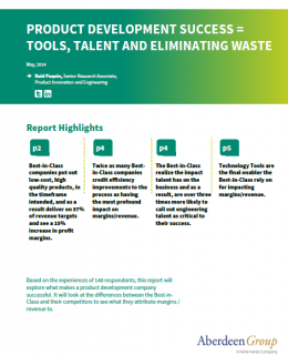 467856 Guide Aberdeen report What drives success for best in class developers cover 260x320 - Product Development Success = Tools, Talent and Eliminating Waste