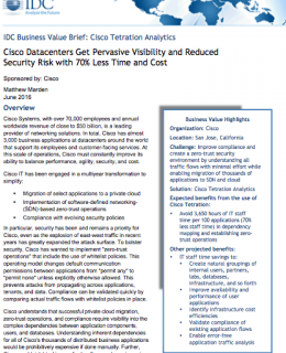 IDC Business Value Brief: Cisco Tetration Analytics