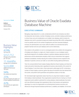 Business Value of Oracle Exadata Database Machine