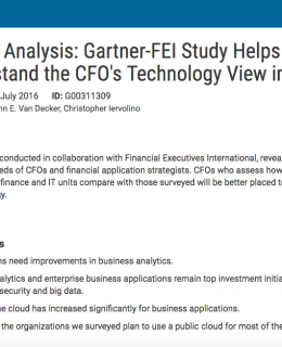 Survey Analysis: Gartner-FEI Study Helps You Understand the CFO’s Technology View in 2016