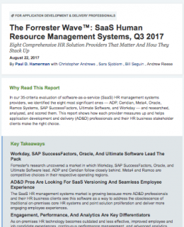 Workday is named a leader in the new Forrester Wave for SaaS HRMS