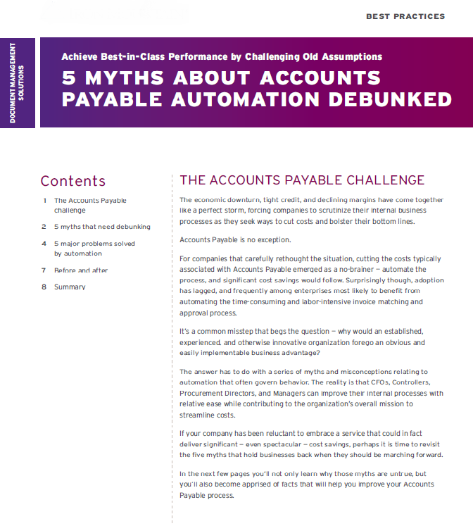 514319 5 MYTHS ABOUT ACCOUNTS PAYABLE AUTOMATION DEBUNKED cover 1 - 5 Myths About Accounts Payable Debunked