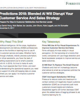 Forrester Predictions 2018: Blended AI Will Disrupt Your Customer Service And Sales Strategy
