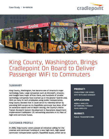6 - King County, Washington, Brings Cradlepoint On Board to Deliver Passenger WiFi to Commuters