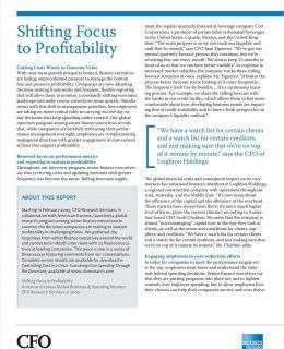 Shifting the Focus for Profitability