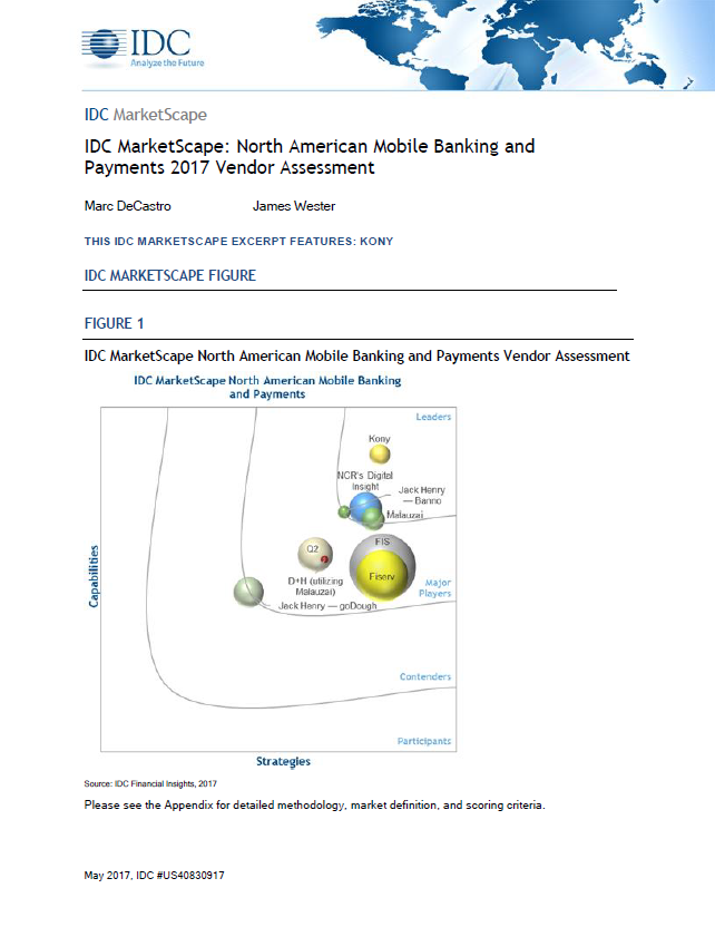 IDC North American Mobile Banking and Payments 2017 Vendor Assesment - IDC MarketScape: North American Mobile Banking and Payments 2017 Vendor Assessment