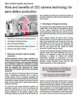 Role and benefits of (3D) camera technology for zero-defect production