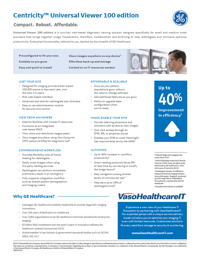 Centricity Universal Viewer 100 One pager VHCIT Cover - Centricity Universal Viewer 100 Edition