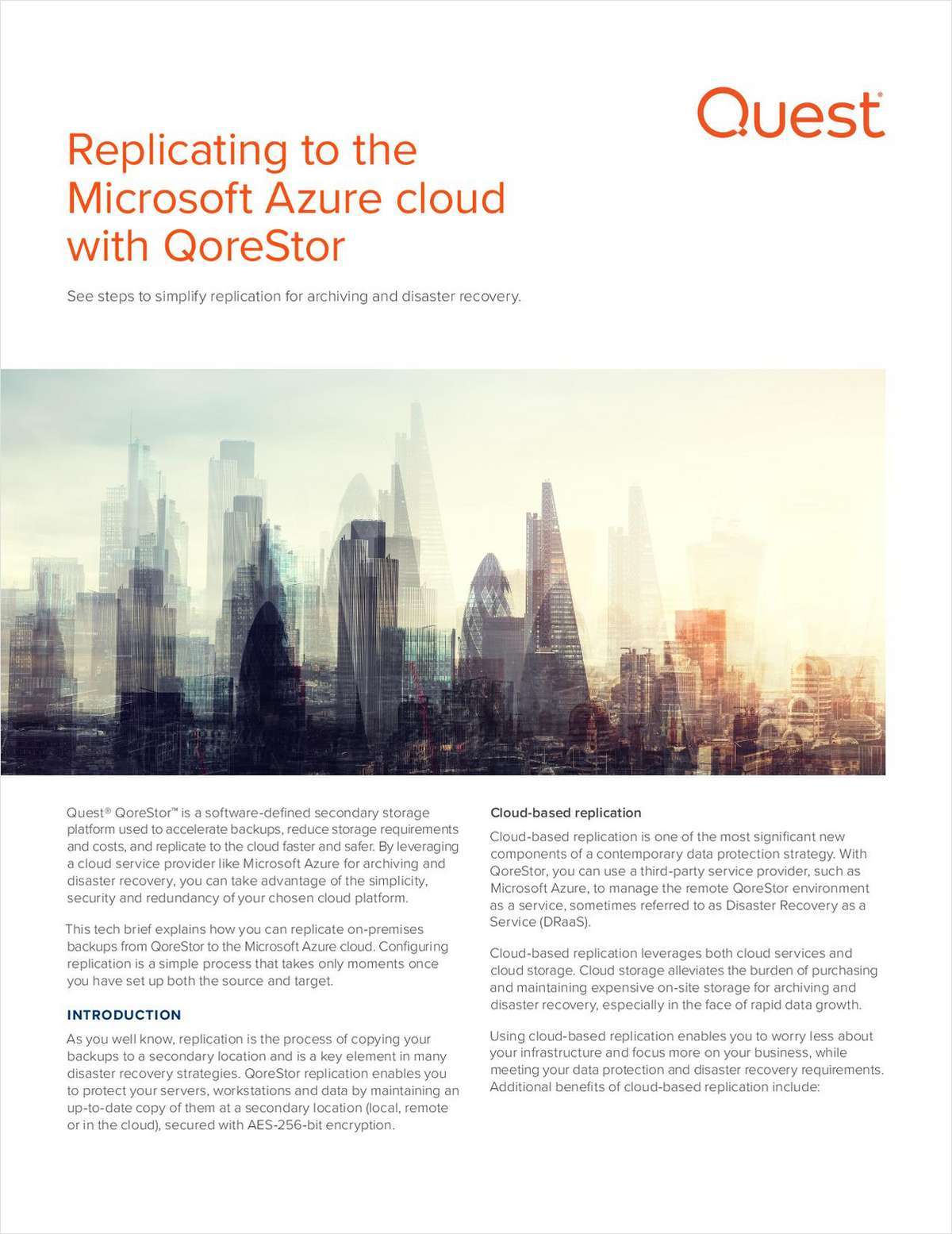 Replicating to the Microsoft Azure cloud with Qorestor