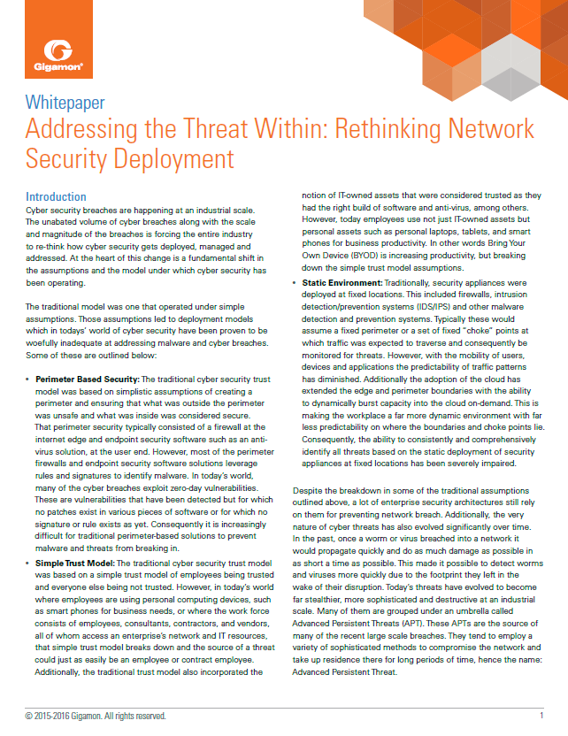 Rethink Network Security Deployment Cover - Rethink Network Security Deployment