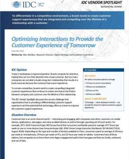 IDC Report: Optimizing Interactions to Provide the Customer Experience of Tomorrow