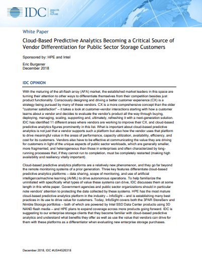 2 4 - Cloud-Based Predictive Analytics Becoming a Critical Source of Vendor Differentiation for Public Sector Storage Customers