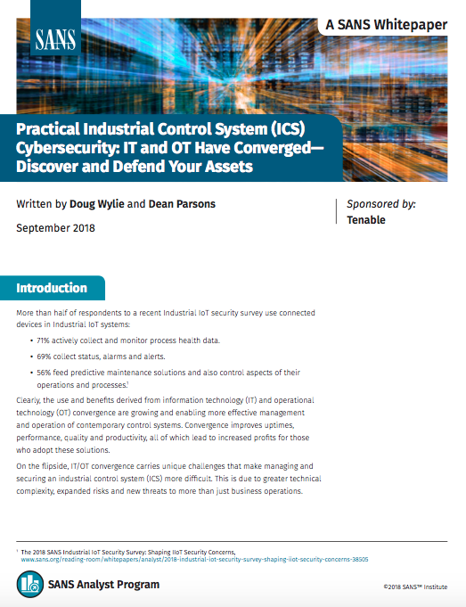 Screen Shot 2019 02 04 at 10.05.10 PM - SANS Whitepaper:  Practical Industrial Control System (ICS) Cybersecurity: IT and OT Have Converged— Discover and Defend Your Assets