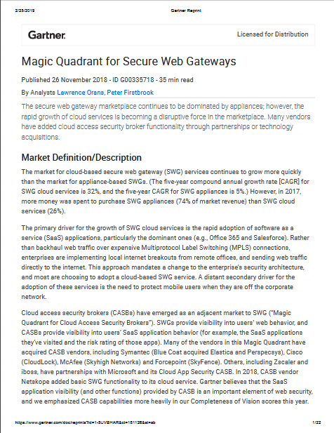 Screenshot 2019 03 07 Magic Quadrant for Secure Web Gateways pdf - 2018 Gartner Magic Quadrant for Secure Web Gateway