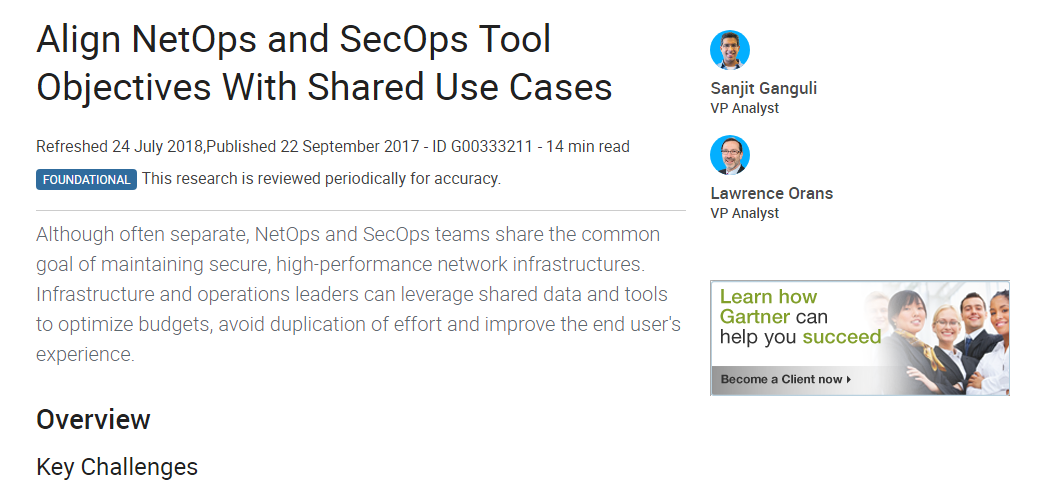 Untitled 2 - Gartner Report: Align NetOps and SecOps Tool Objectives with Shared Use Cases