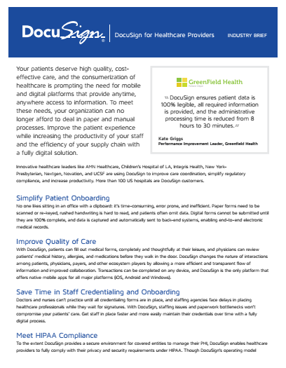 4 2 - DocuSign for Healthcare Providers Industry Brief