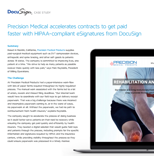4 3 - Precision Medical Accelerates Contracts to get Paid Faster with HIPAA-Compliant eSignatures from DocuSign