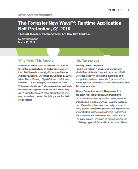 6 - The Forrester New Wave™: Runtime Application Self-Protection, Q1 2018