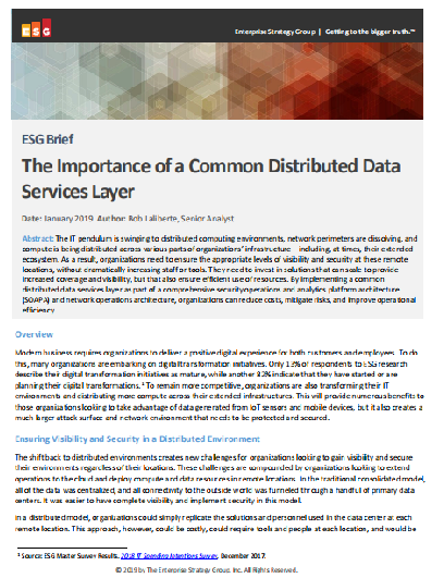 ESG BriefThe Importance of a Common Distributed Data Services Layer - ESG Brief: The Importance of a Common Distributed Data Services Layer