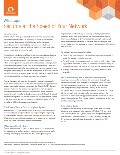 Security at the Speed of Your Network - Security at the Speed of Your Network