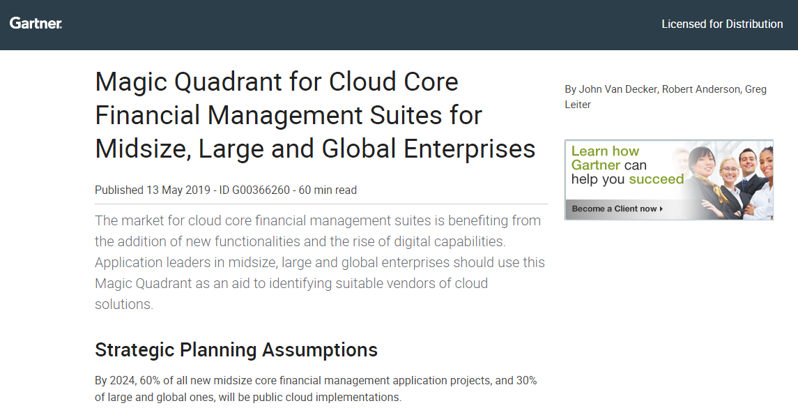 gartner - 2019 Gartner Magic Quadrant for Cloud Core Financial Management Suites for Midsize, Large and Global Enterprises
