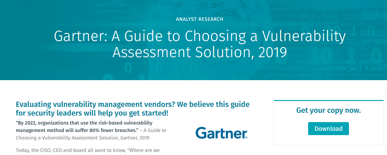 1first campg 1 - Gartner: A Guide to Choosing a Vulnerability Assessment Solution, 2019