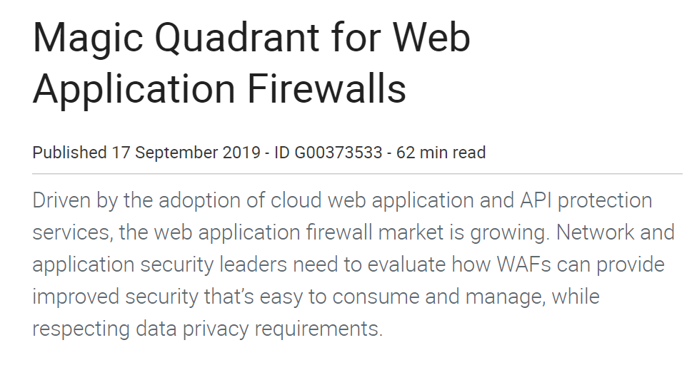 1 2 - Gartner Magic Quadrant for Web Application Firewalls