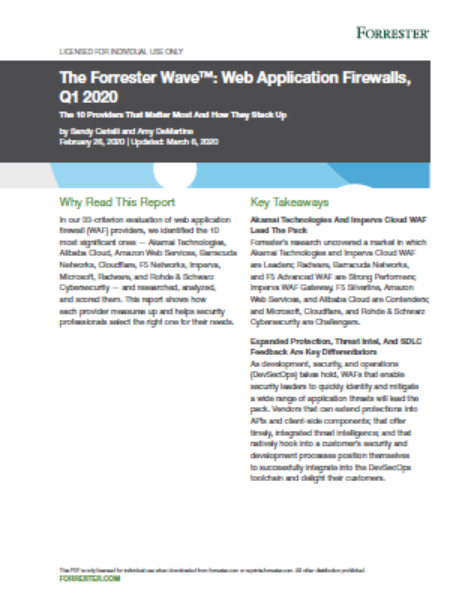 2 1 - The Forrester Wave™: Web Application Firewalls, Q1 2020