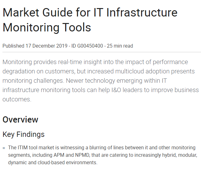 market - 2019 Gartner Market Guide for IT Infrastructure Monitoring Tools