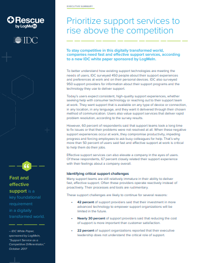 prio - IDC Executive Summary: Support Services as a Competitive Differentiator