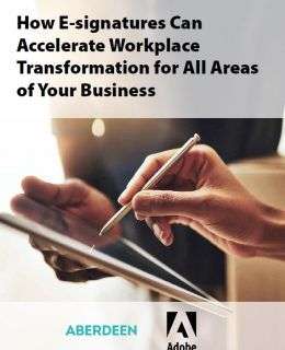 e signatures accelerate workflows e book ue Cover 260x320 - Aberdeen eBook - How E-Signatures Can Accelerate Workplace Transformation for All Areas of Your Business