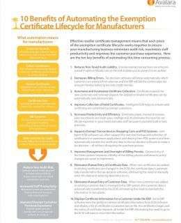 10 Benefits of Automating Exemption Certificates for Manufacturers