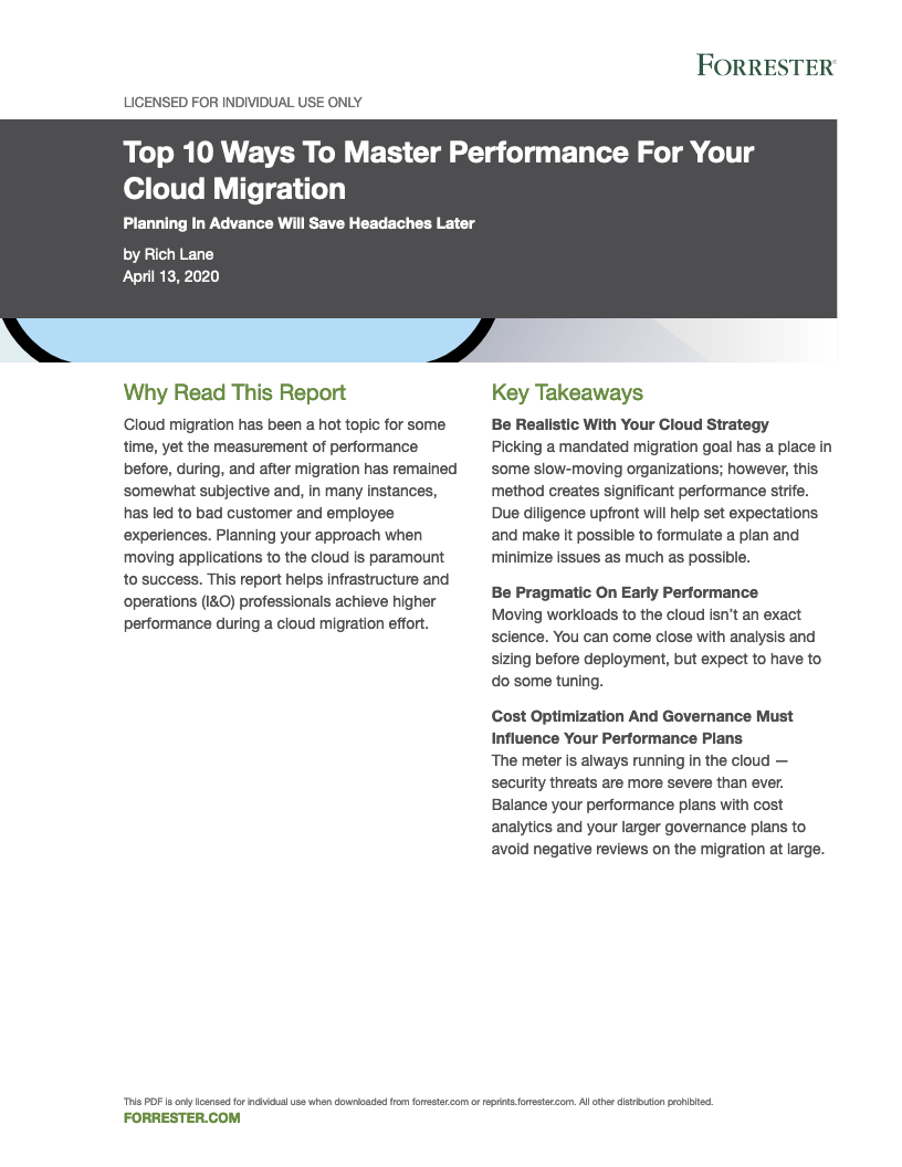 Screenshot 2020 11 24 Top 10 Ways To Master Performance For Your Cloud Migration pdf - Forrester Report: Top 10 Ways to Master Performance for Your Cloud Migration