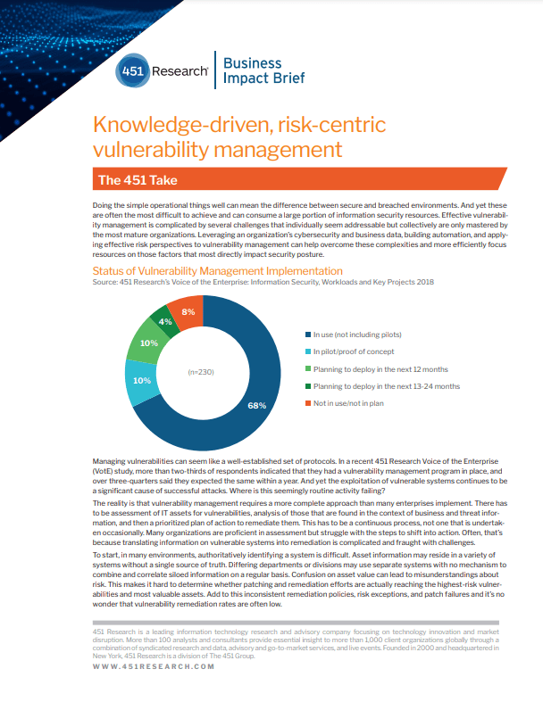 Screenshot 3 6 - 451 Research Business Impact Brief : Knowledge-driven, Risk-centric Vulnerability Management