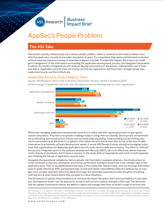 Screenshot 4 3 - 451 Research Business Impact Brief : Application Security's People Problem