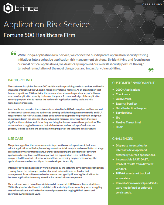 Screenshot 6 - Fortune 500 Healthcare Firm Tackles Application Risk