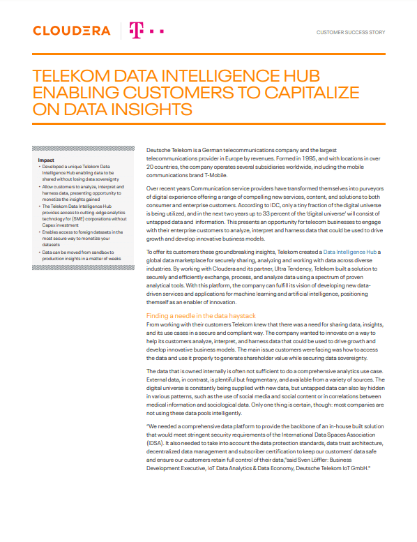 Screenshot 1 38 - Deutsche Telekom:Telekom Data Intelligence Hub enabling customers to capitalize on data insights