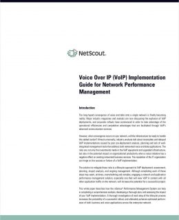 Voice Over IP (VoIP) Implementation Guide for Network Performance Management