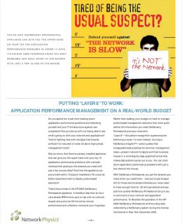 Putting "Layer 8" to Work: Application Performance Management on a Real-World Budget