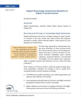 ARC Advisory Group: Digital Knowledge Accelerates Benefits of Digital Transformation