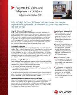 HD Video and Telepresence Solutions: Delivering Immediate ROI