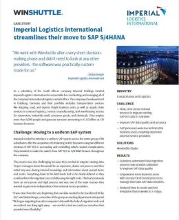 Imperial Logistics International  streamlines their move to SAP S/4HANA