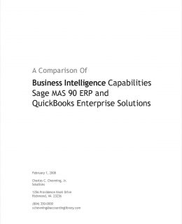 A Comparison of Business Intelligence Capabilities Sage MAS 90 ERP and QuickBooks Enterprise Solutions