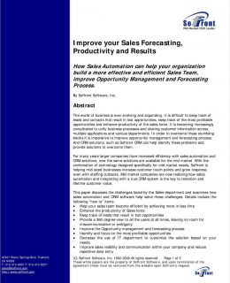 Improve your Sales Forecasting, Productivity and Results