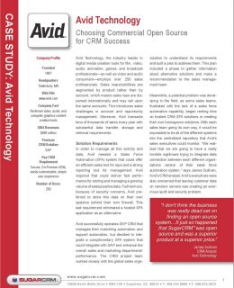 Avid Technology Choosing Commercial Open Source for CRM Success