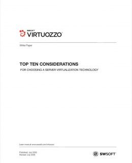 Top Ten Considerations for Choosing a Server Virtualization Technology