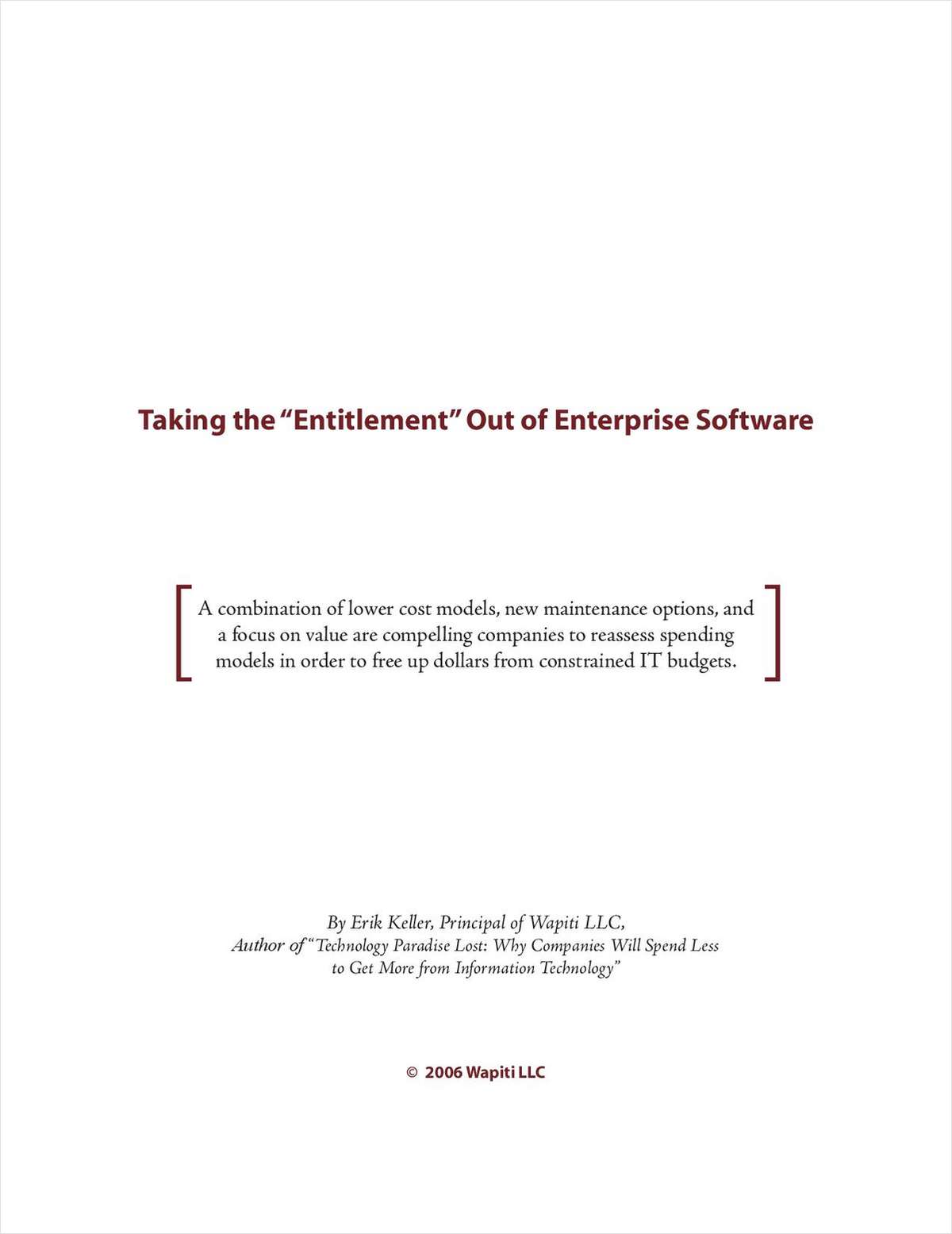 Taking the "Entitlement" Out of Enterprise Software