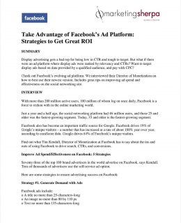Take Advantage of Facebook's Ad Platform: Strategies to Get Great ROI (from MarketingSherpa)